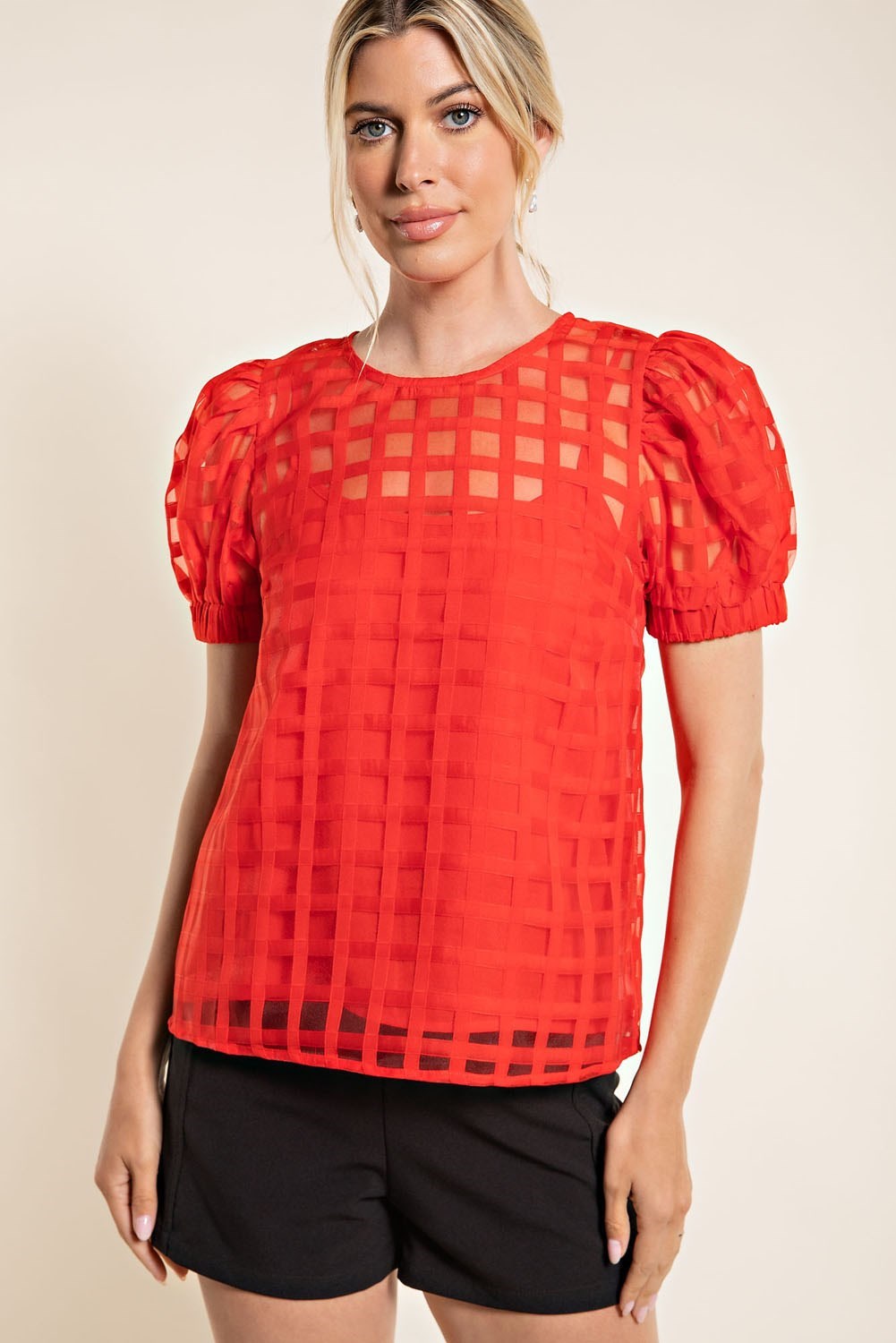 The Organza Sheer Top Red