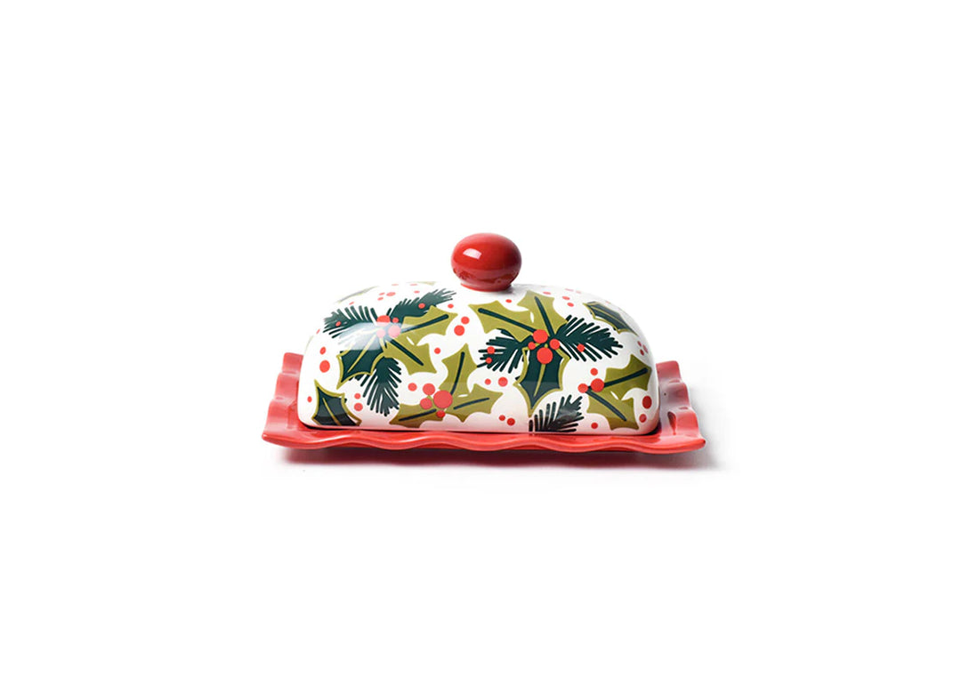 Coton Colors Holly Ruffle Domed Butter Dish