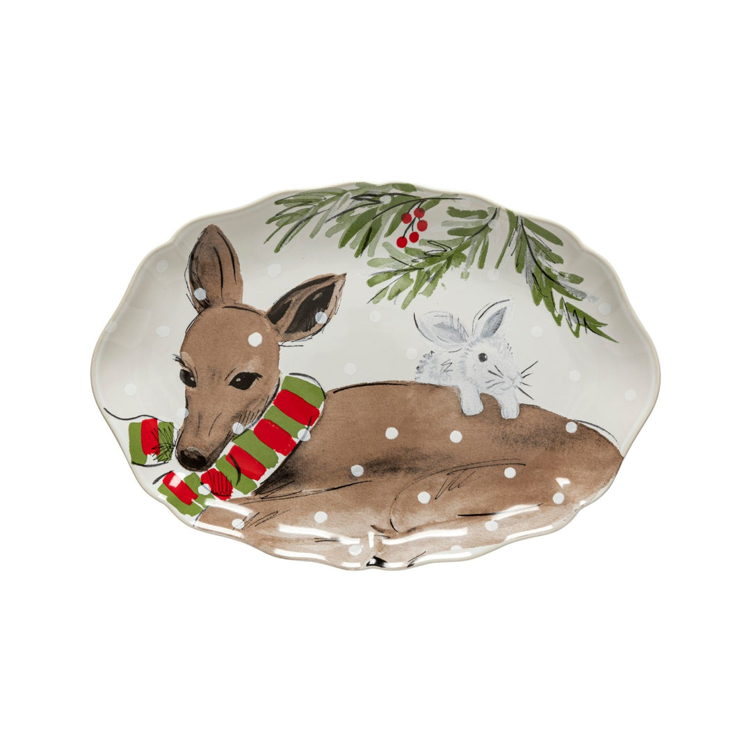 Casafina Deer Friends Small Oval Platter