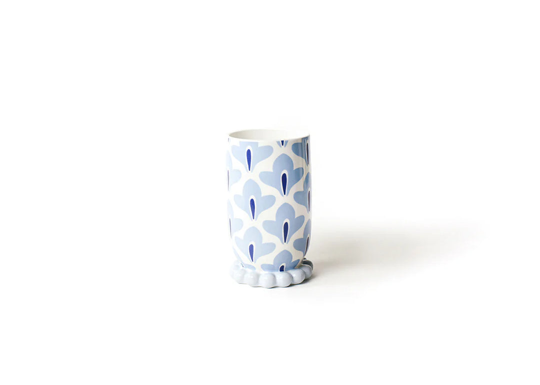 Coton Colors Iris Blue Medium Cylinder Vase with Knobbed Foot