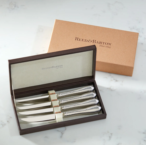 Reed & Barton Hammered Antique Steak Knife Set