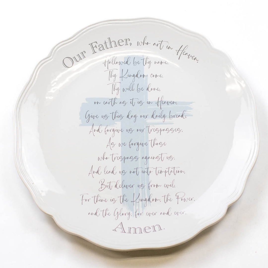 TRS Lords Prayer Round Platter White/Ice/Grey