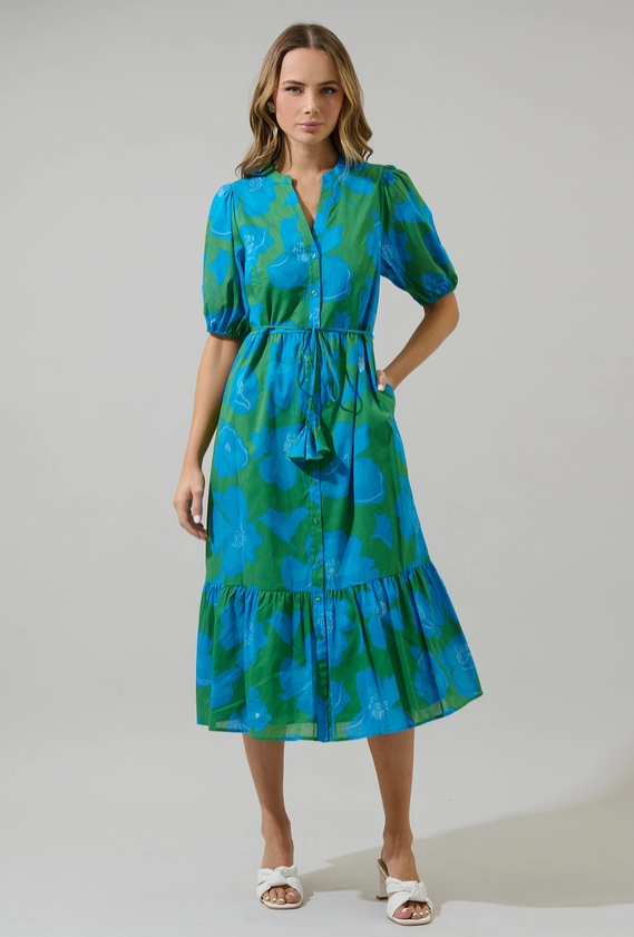 beth midi dress Idyllwind Women's Beth Ditsy Print Puff Sleeve Midi Dress