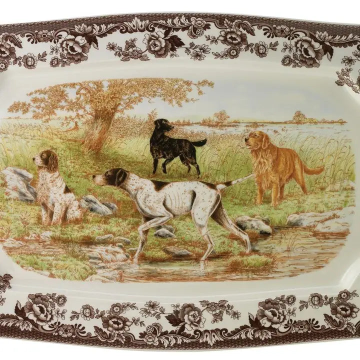 Spode Woodland Rectangular Hunting Dogs Platter