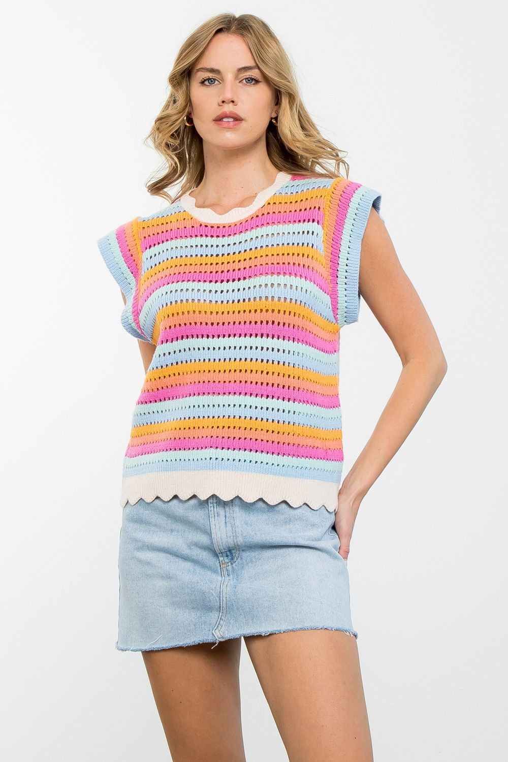 THML Multi Color Stripe Knit Top