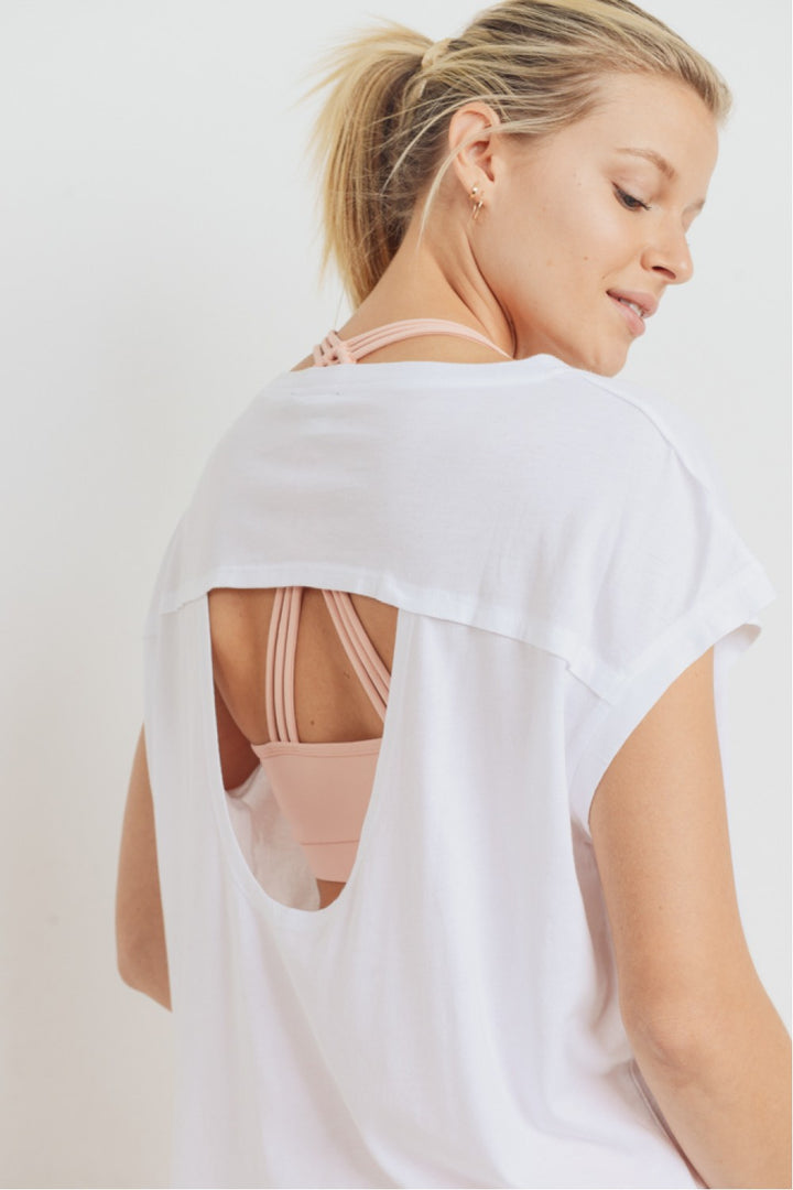 Cap-Sleeve Cut-Out Back Athleisure Top