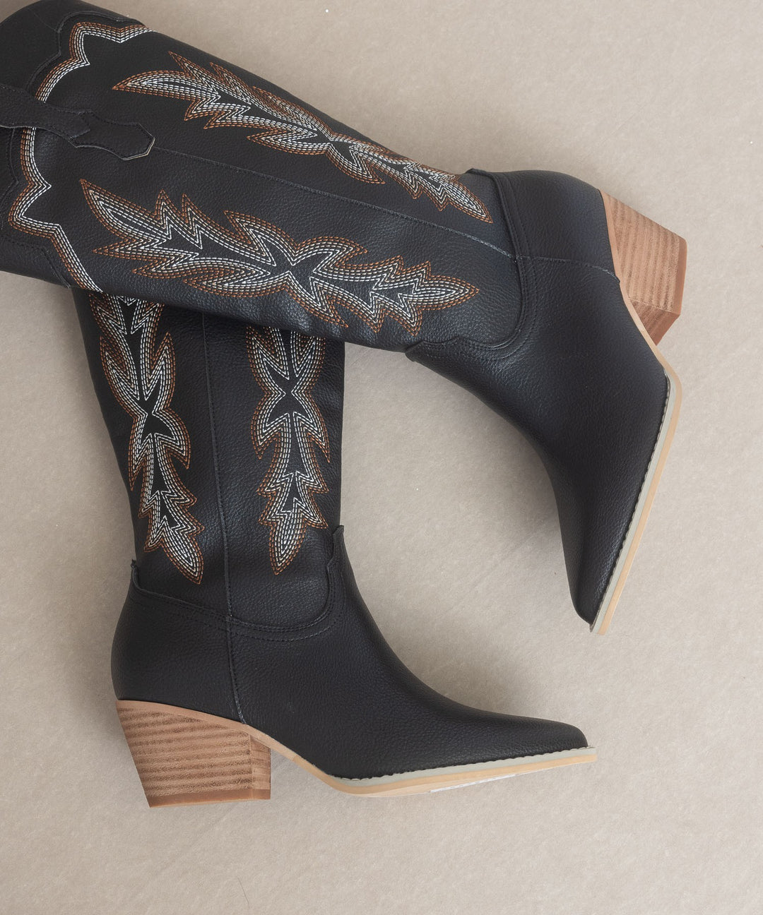 Ainsley Embroidered Cowboy Boot Black