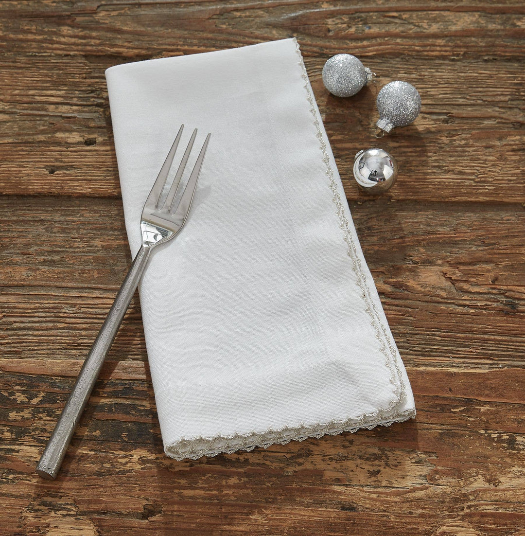 Crochet Edge Napkin - Silver