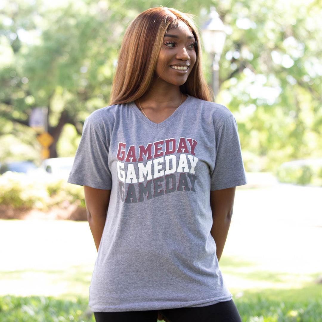 Game Day Wave V Neck T-Shirt