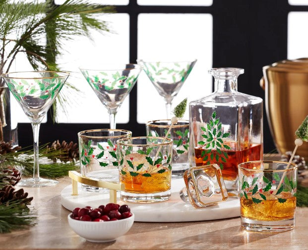 Lenox Holiday 5-Piece Decanter & Whiskey Glass Set