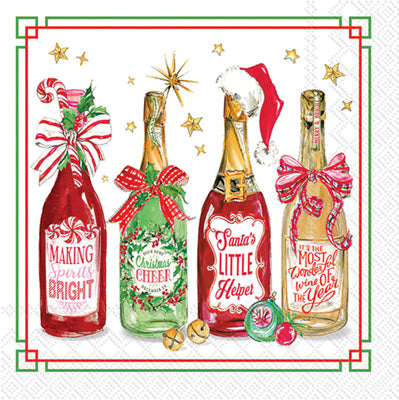Christmas Bottles Cocktail Paper Napkins - Thumbnail 2