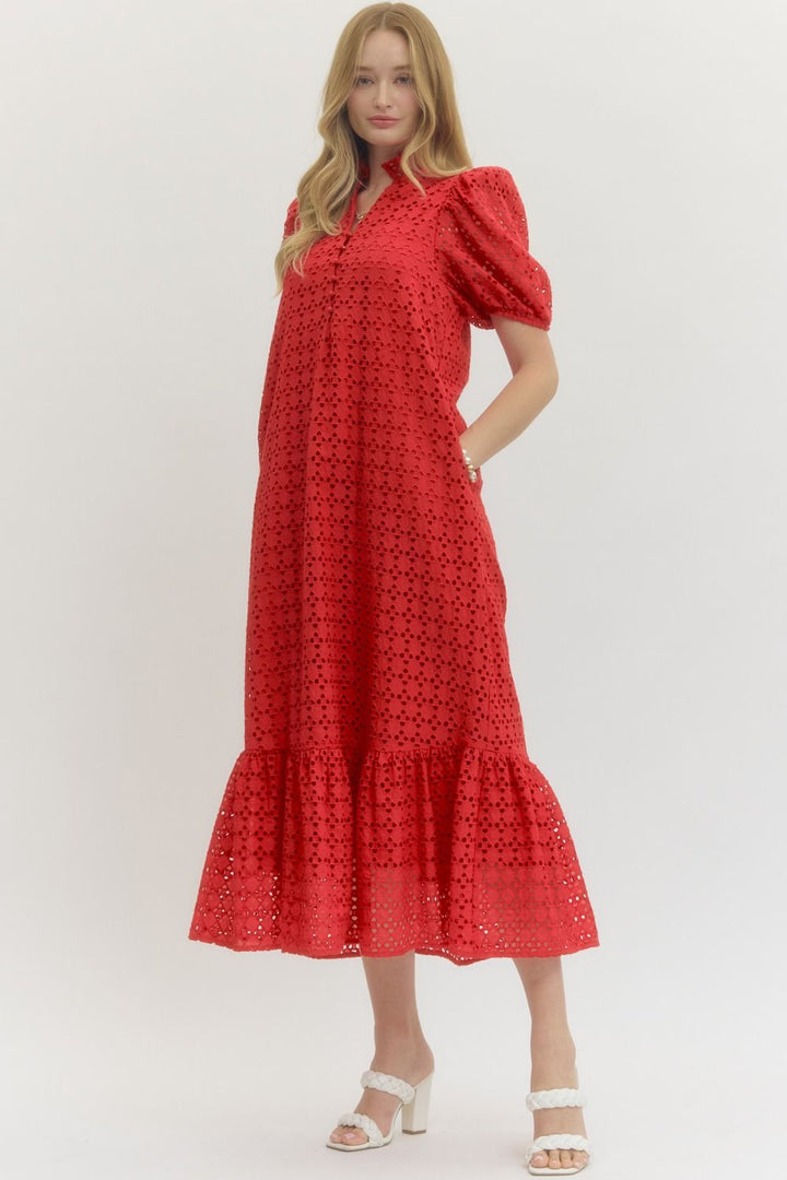 Eyelet Woven Maxi Dress