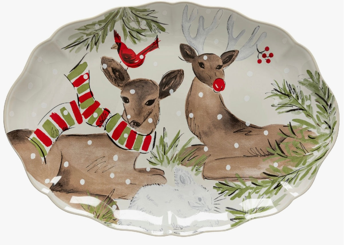 Casafina Large Oval Platter Deer Friends - Thumbnail 3