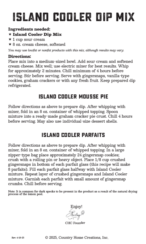 Coastal Kitchen Island Cooler Dip Mix