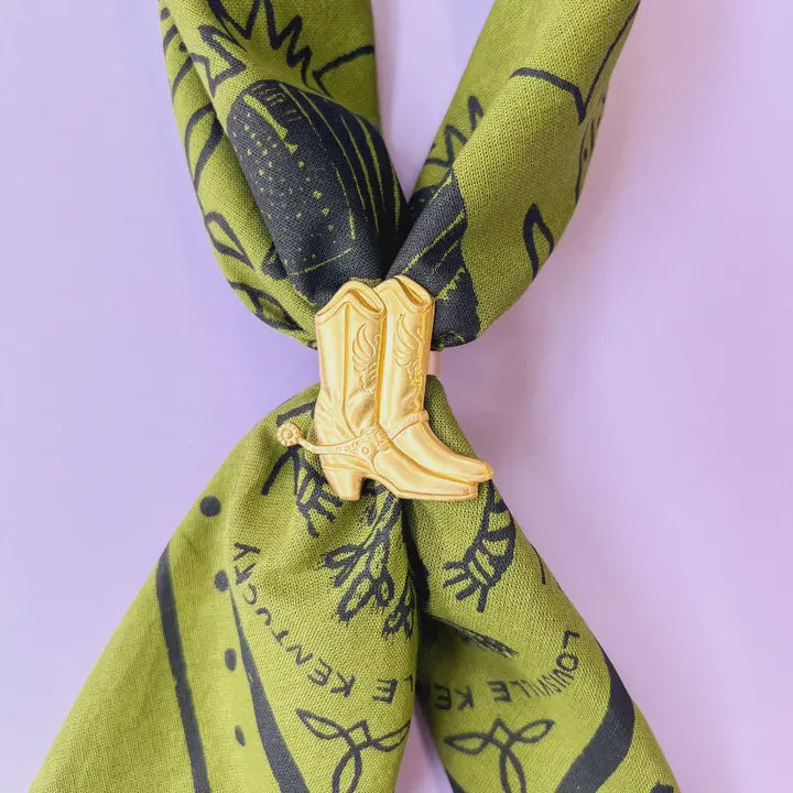 Gold Cowboy Boot Bandana Slide