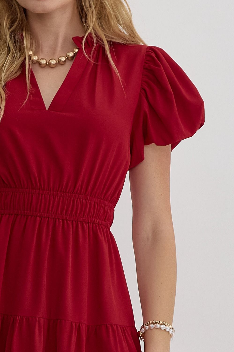 Elegant Escape V Neck Midi Dress