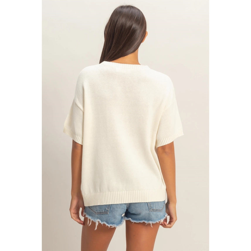 American Flag Short Sleeve Knit Top