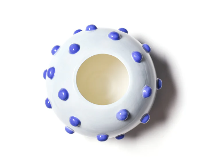 Iris Blue Large Round Vase with Decorative Knobs