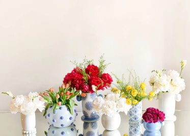 Iris Blue Large Round Vase with Decorative Knobs