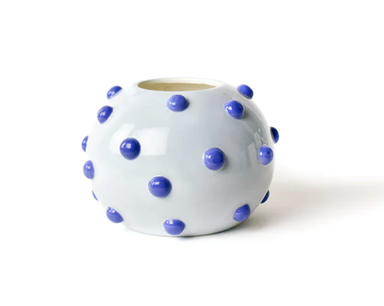 Iris Blue Large Round Vase with Decorative Knobs