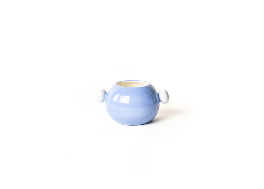 Coton Colors Iris Blue Medium Round Vase with Knob Handles
