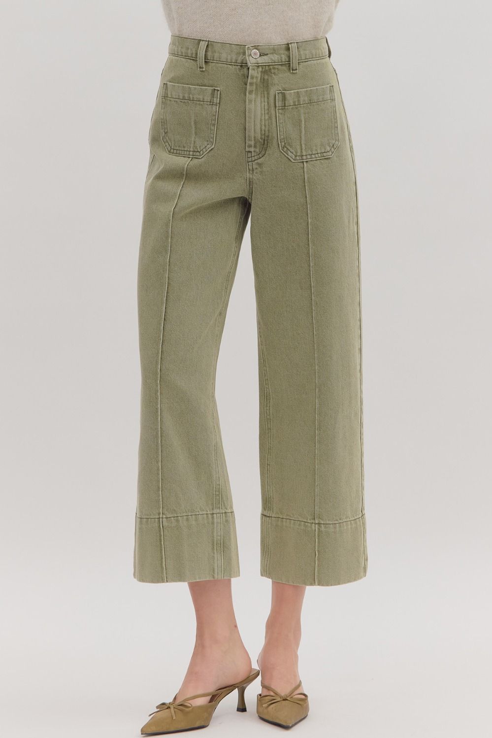 Wide Leg Wide Cuff Hem Denim Pant