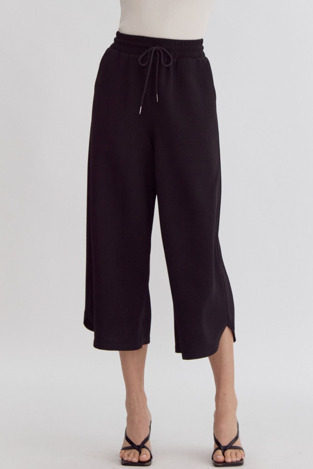 The Krystal Textured High Waisted Wide Leg Pant