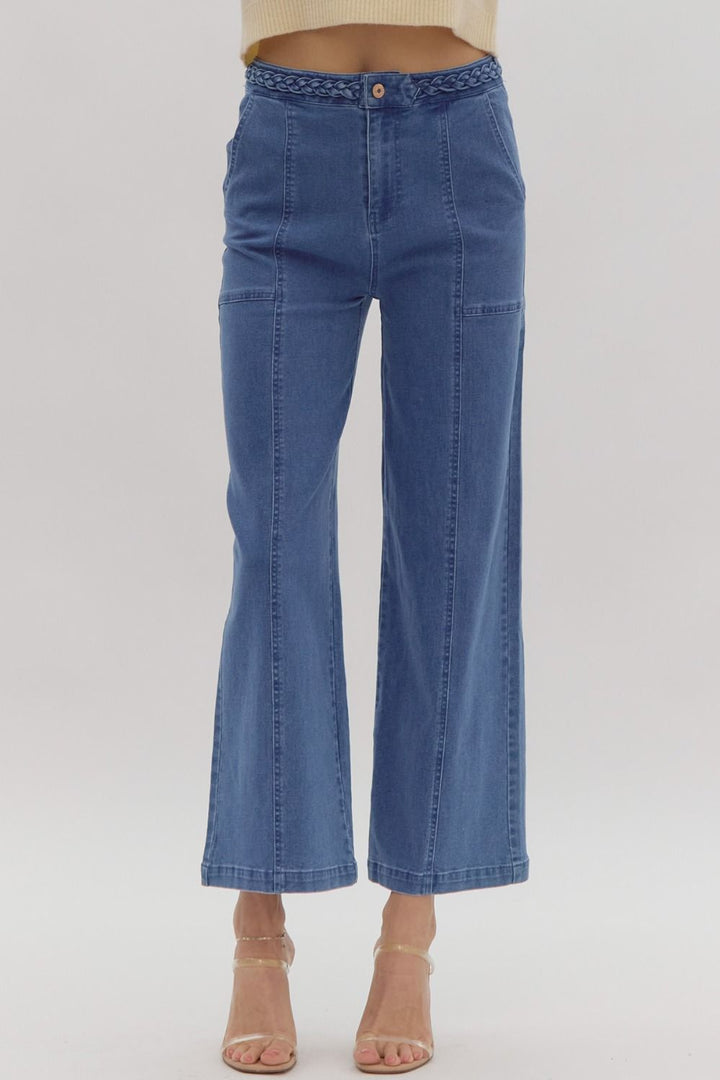 The Brandy Wide Leg Denim with Braided Detail