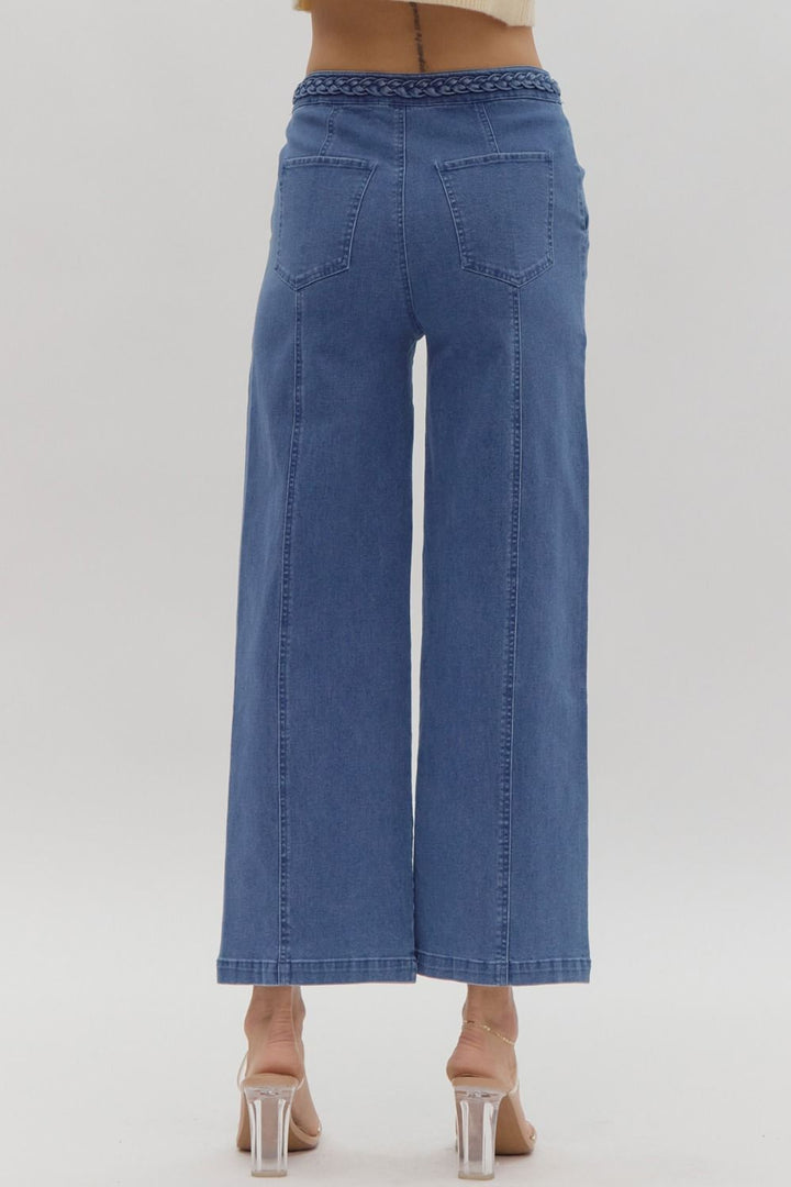 The Brandy Wide Leg Denim with Braided Detail