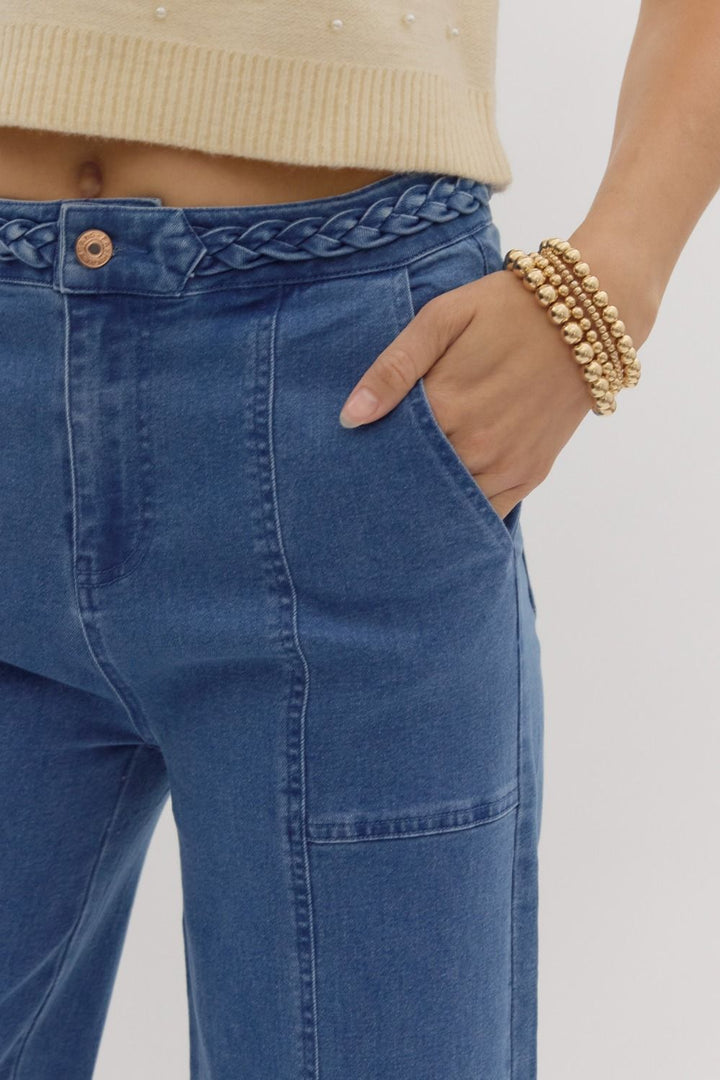 The Brandy Wide Leg Denim with Braided Detail