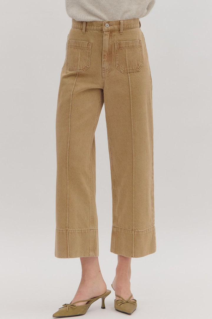 Wide Leg Wide Cuff Hem Denim Pant