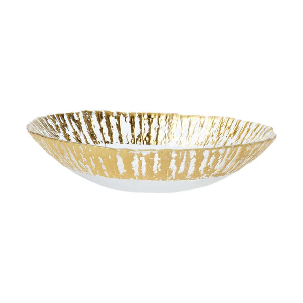 Vietri Rufolo Glass Gold Medium Oval Serving Bowl - Thumbnail 2