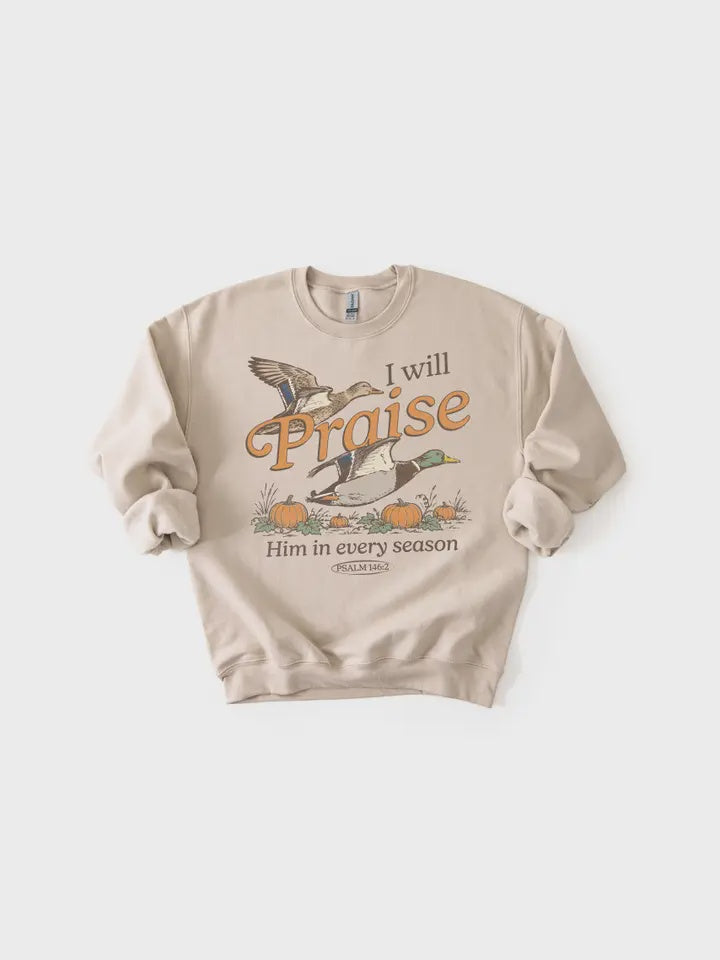 I will Praise Him Mallard Pumpkin Sweatshirt
