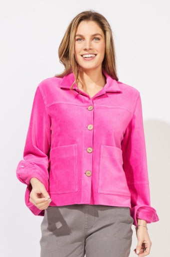 Corded Velour Camp Jacket | Fuchsia