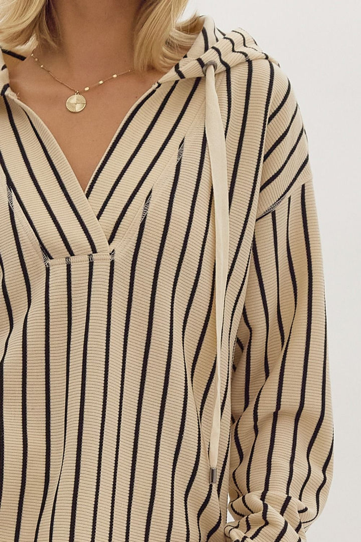 The Ashlyn Striped Ribbed Hoodie