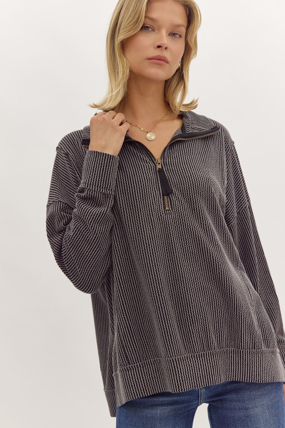 The Darcy Ribbed Half Zip Pullover