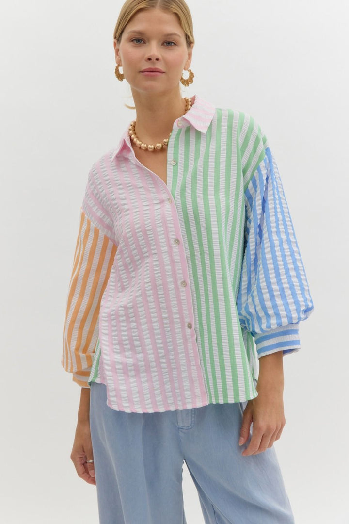 The Connie Color Block Button Down Shirt