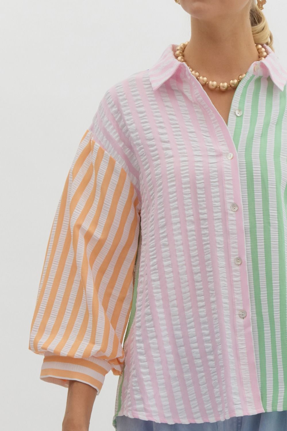 The Connie Color Block Button Down Shirt