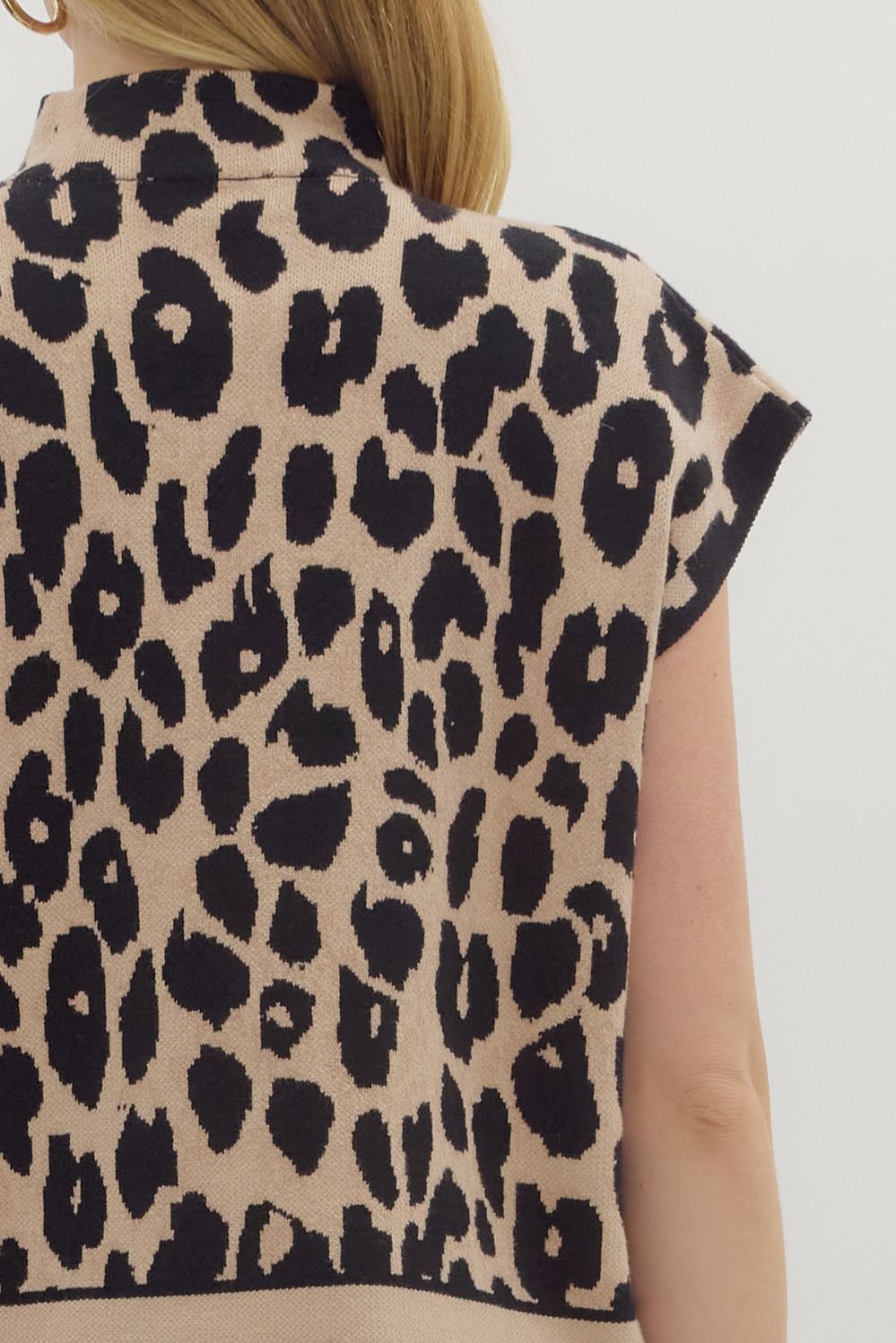 Animal Print Mock Neck Knit Sweater