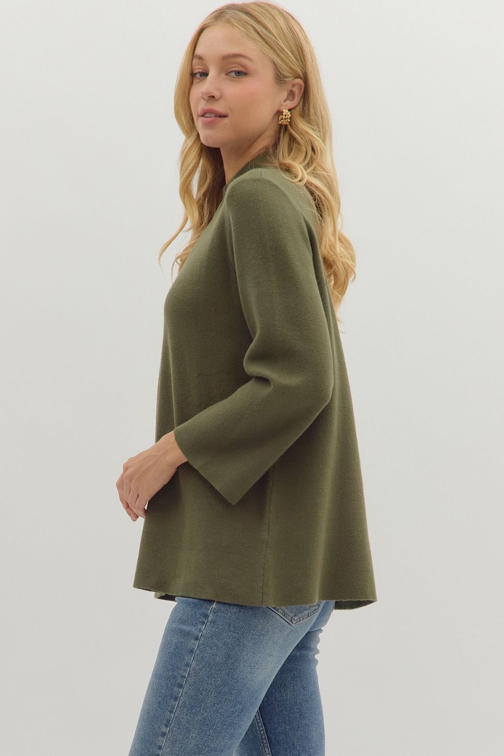 Solid Mock Neck Sweater