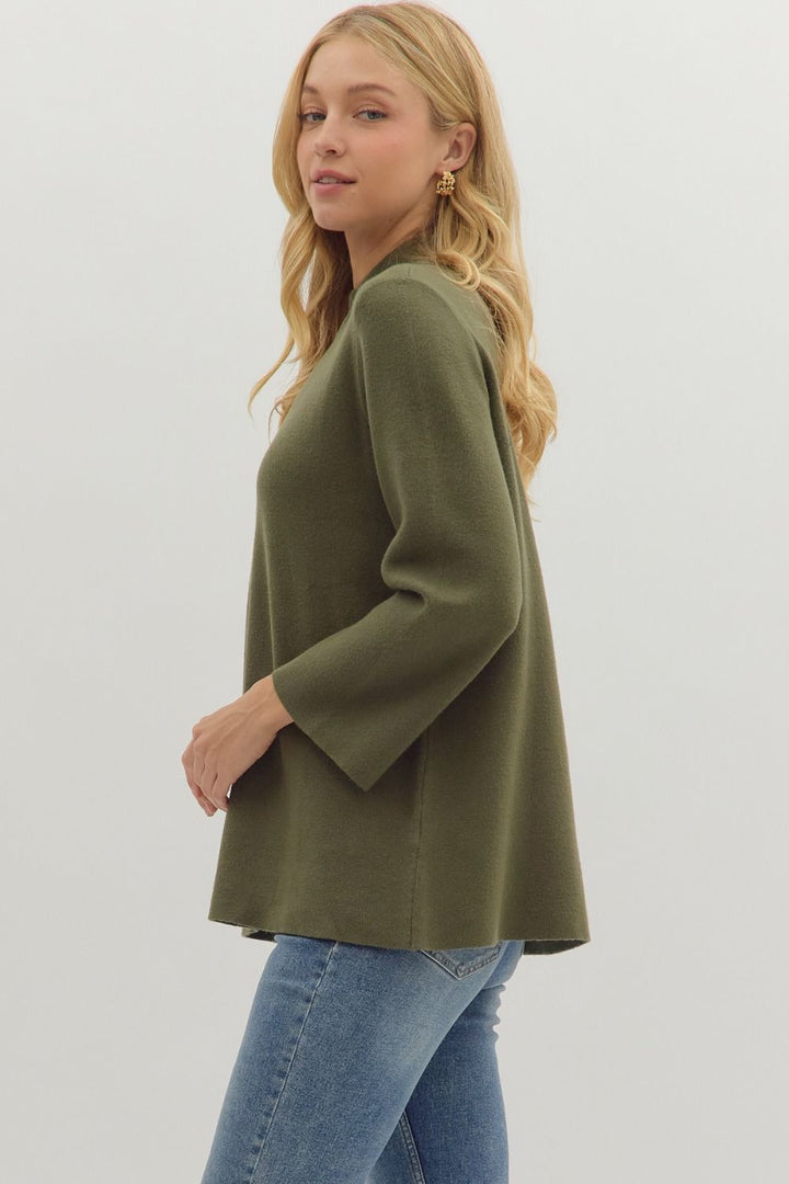 Solid Mock Neck Sweater