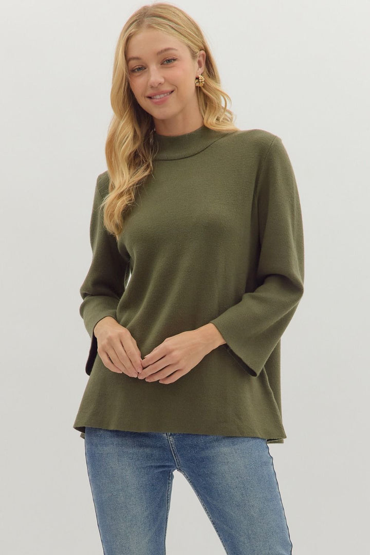 Solid Mock Neck Sweater