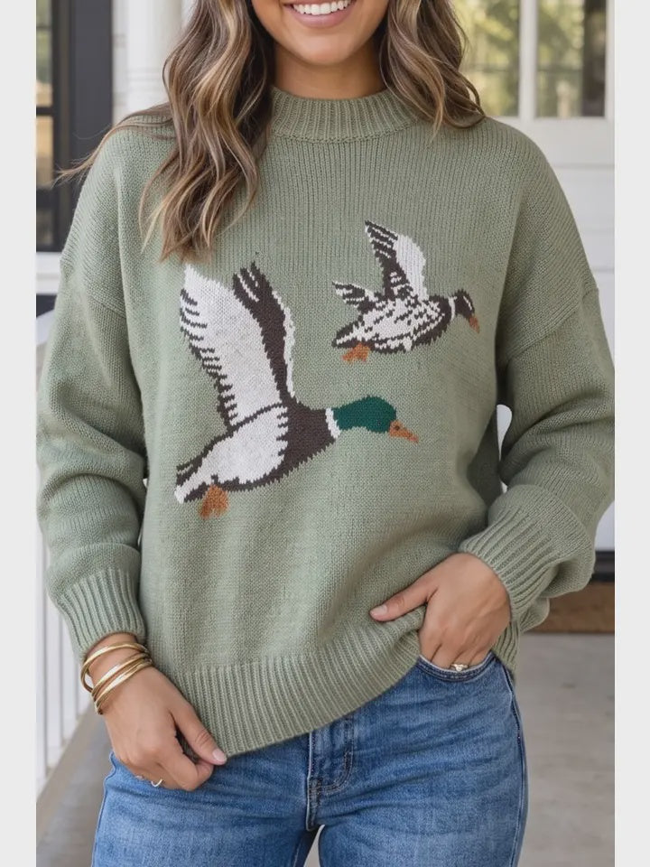 LAS Western Mallard Knit Sweater | Laurel Green