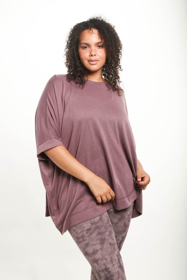 Hi-Lo Plus Cape Shirt with Mid Sleeves