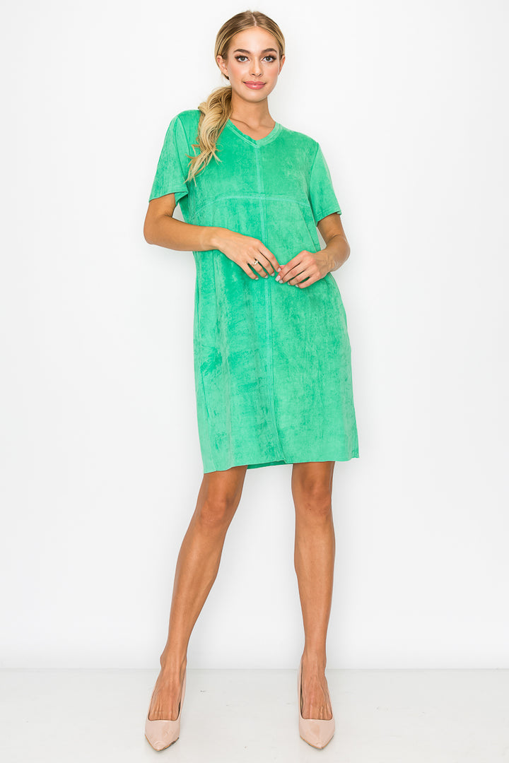Audrey Suede V Neck Dress