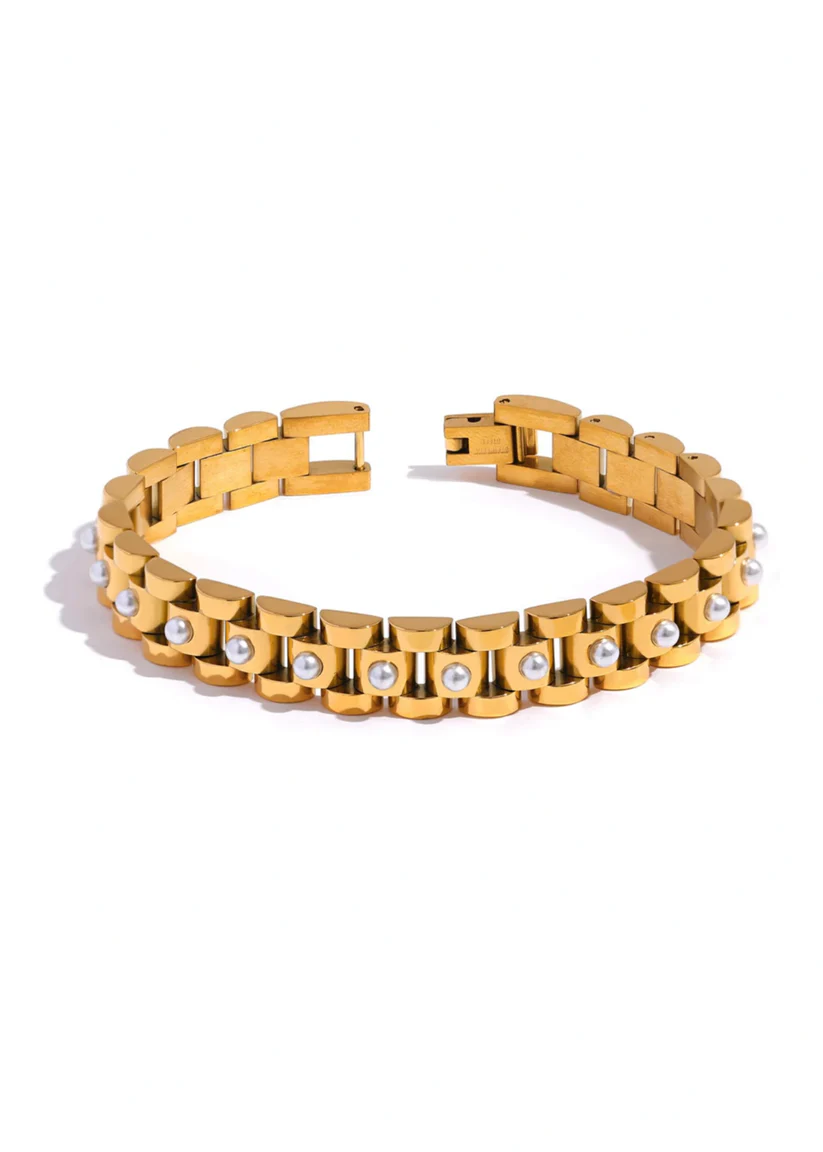 HJane Jewels Pearl Wristwatch Chain Bracelet