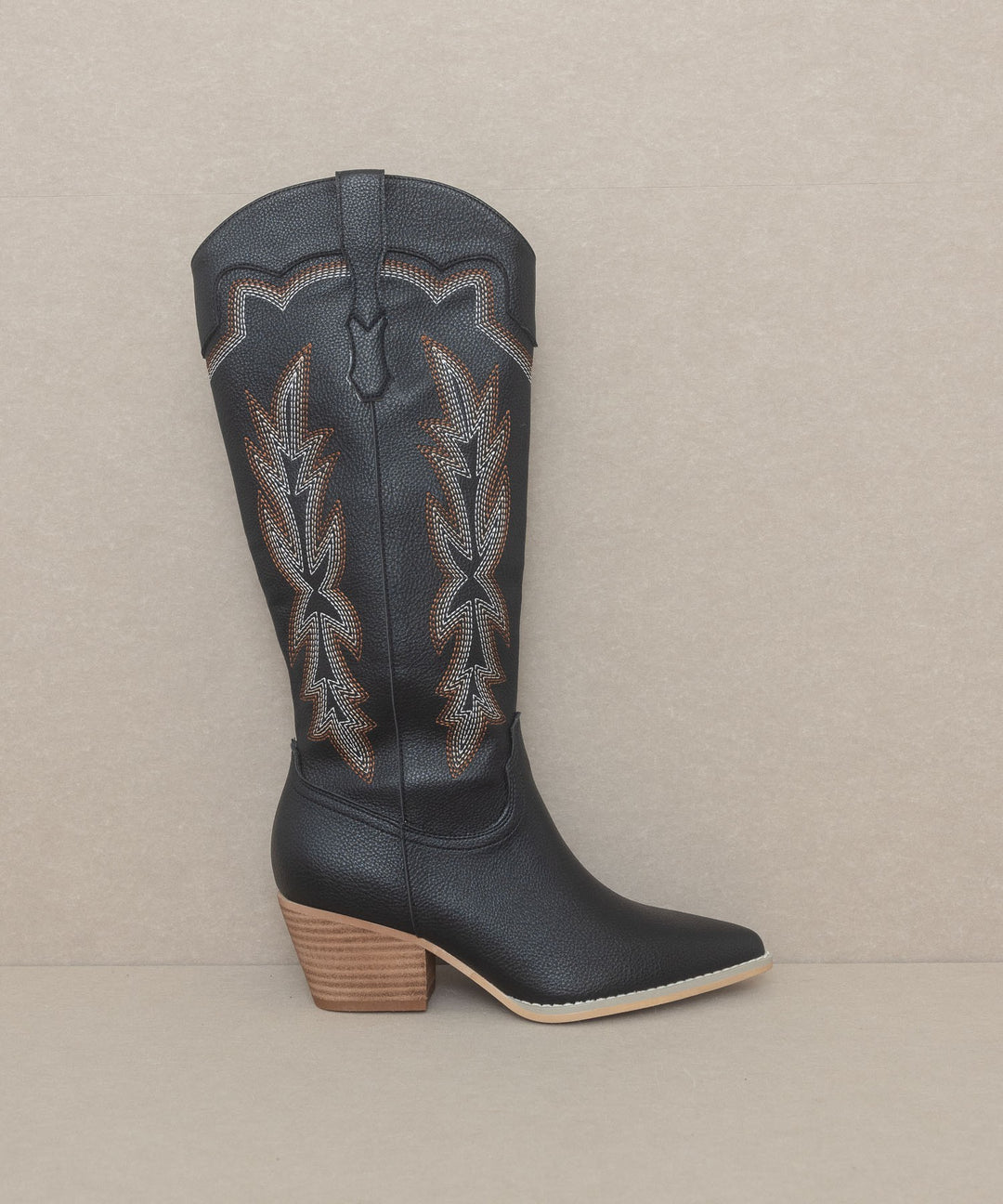 Ainsley Embroidered Cowboy Boot Black