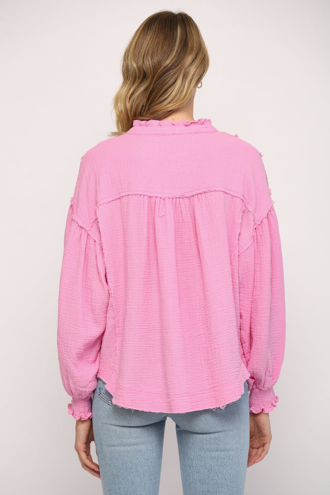 Gauze Long Sleeve Top