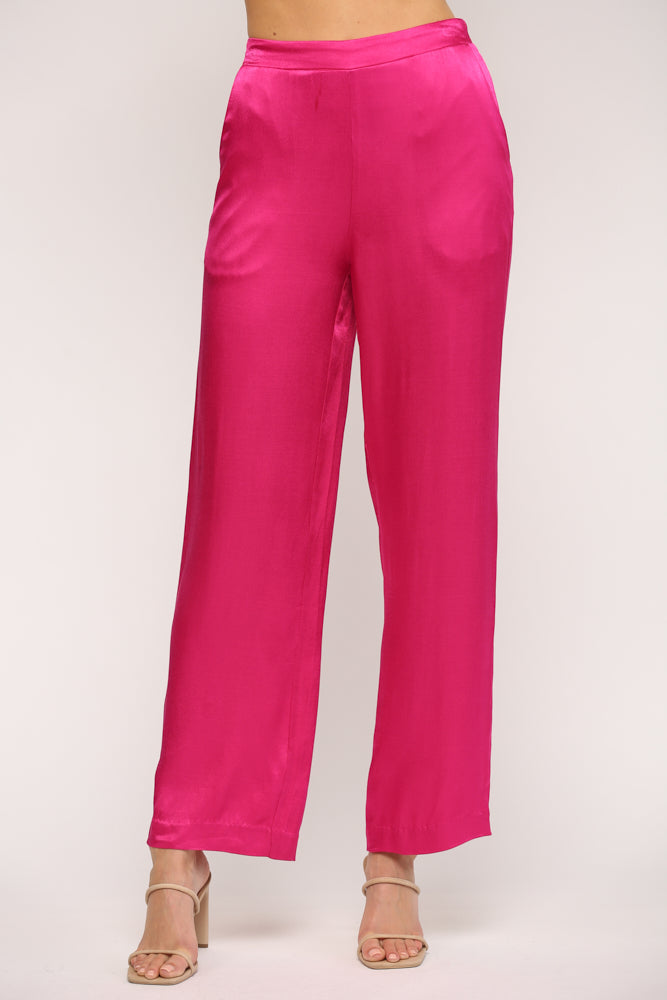Solid Satin Wide Leg Pant